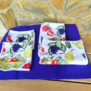Smart Home Fruit Patterned Kitchen Microfiber Dish Towel Set of 5
